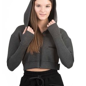 P’tula the girlfriend cropped hoodie - dark grey